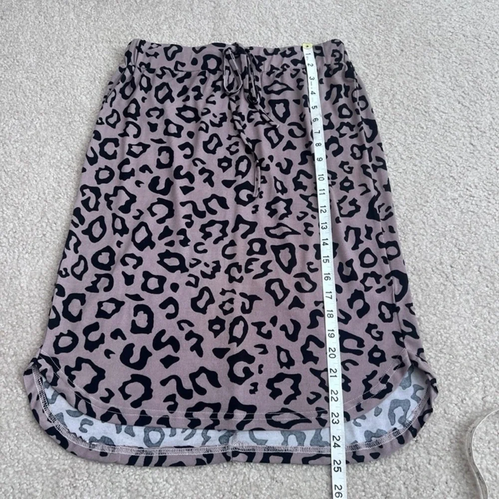 Tickled Teal Leopard Print‎ Midi Skirt Drawstring Waist Women's Size S